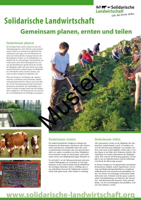 Poster "Umsetzung": Solidarische Landwirtschaft – Gemeinsam planen, ernten und teilen - Für Nicht-Mitglieder
